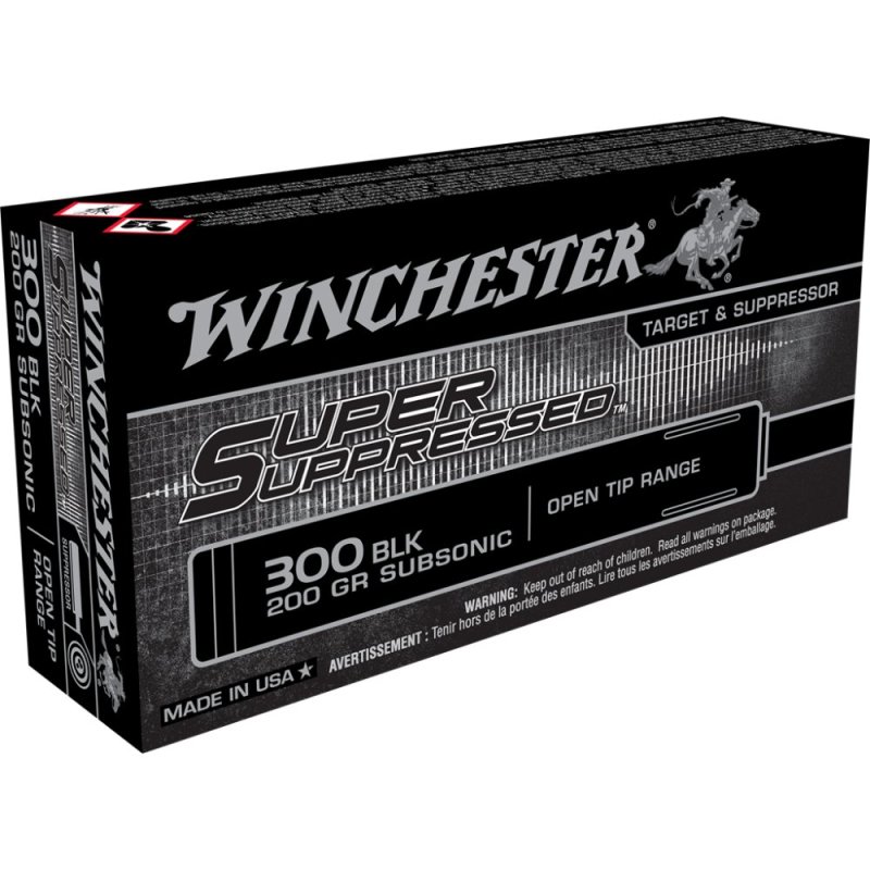 Winchester Ammo SUP300BLK Super Suppressed Target 300 Blackout 200 gr Open Tip Range 20 Per Box/ 10 Cs