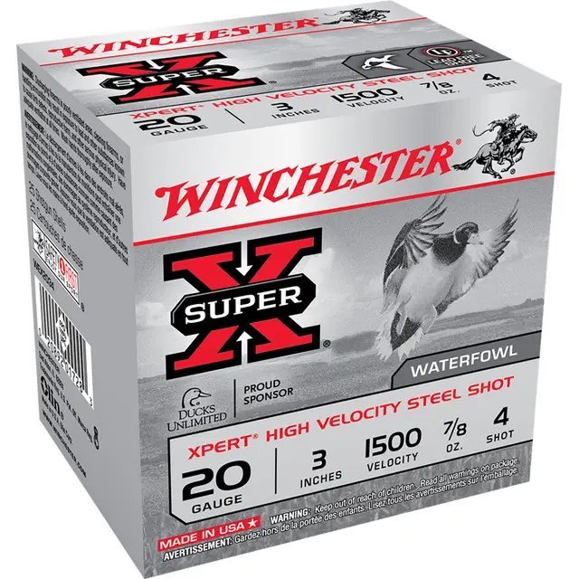 Winchester Ammo WEX2034 Super X Xpert High Velocity 20 Gauge 3" 7/8 oz 1500 fps 4 Shot 25 Bx/10 Cs