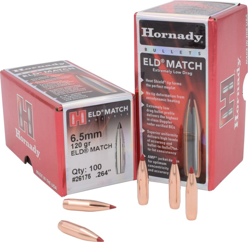 Hornady 26175 ELD Match 6.5mm .264 120 gr Bullets 100/Box