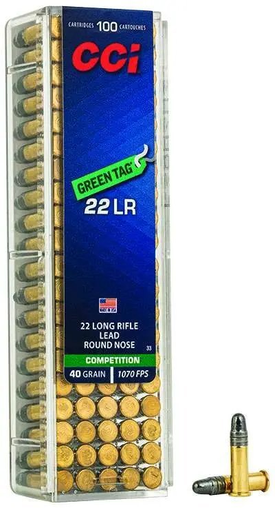 CCI Green Tag Competition 22 LR 40 gr 1070 fps Lead Round Nose 100 Bx/50 Cs