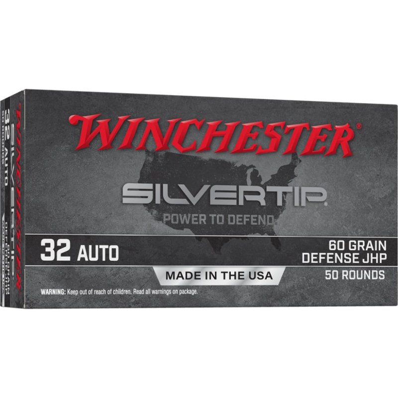 Winchester W32AST .32 Auto 60 Grain JHP 50 Rounds Box Silvertip
