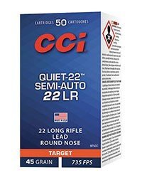 CCI Quiet 22 Semi-Auto LRN 40GR 22LR Ammo - 50 Rounds Box