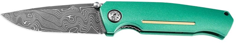Boker 111102DAM 3.22 In Damascus Blade Green Aluminum Handle