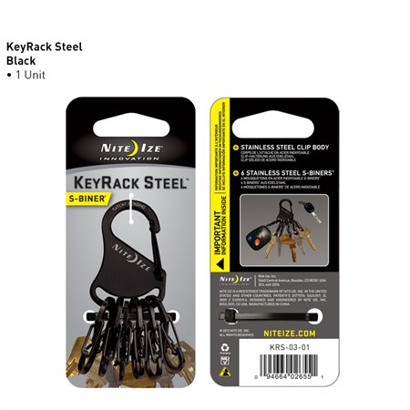 Nite-Ize KeyRack Steel S-Biner Key Organizer Dual-Gate Stainless