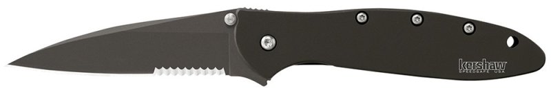 Kershaw Leek 1660CKTST 3 In Modified Drop Point Part Serrated Black DLC