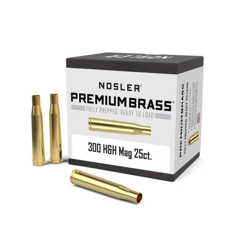 Nosler Unprimed Brass Rifle Cartridge Cases .300 H&H 25 Count