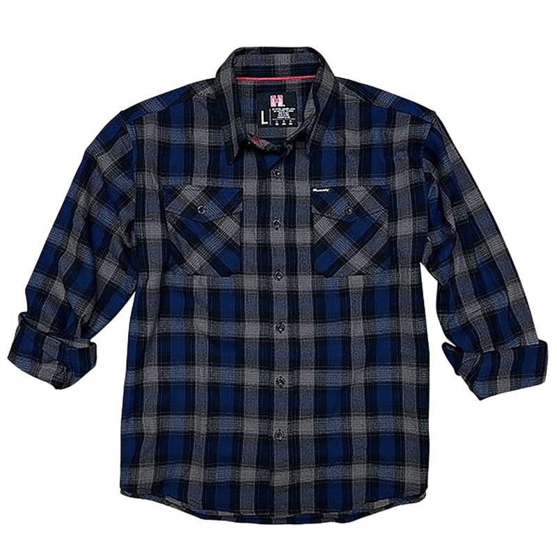 Hornady 32206 Flannel Shirt 3XL Navy/Black/Gray Cotton/Polyester