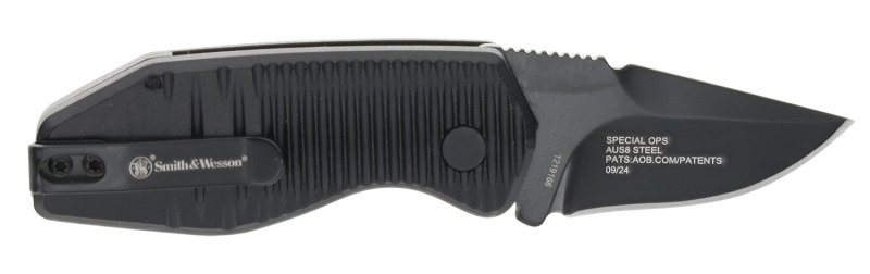 Smith & Wesson 1219165 Folding Knife Plain Push Button Blade