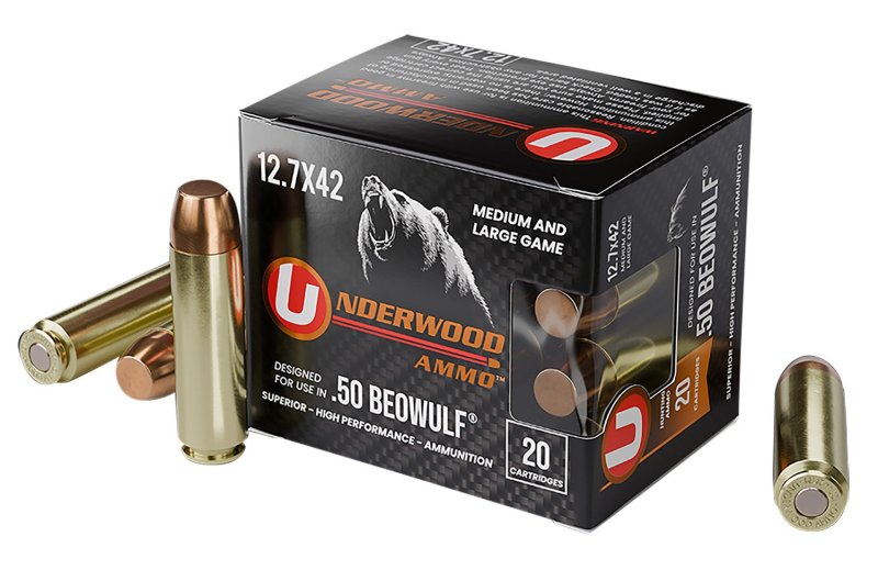 Underwood 557 .50 Beowulf 350gr FMJ Ammo 20 Rounds Per Box