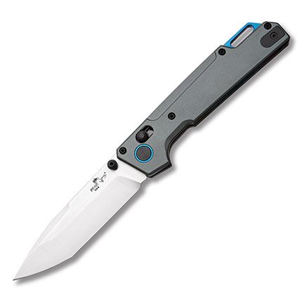 BEAR NEKAMA FOLD 3.25" TANTO PLAIN GRAY BEAR OPS NEKAMA I GRAY & BLUE ALUMINUM HANDLE 14C28N SATIN MODIFIED TANTO BLADE BEAR OPS - Made in the USA with USA manufactured parts, Materials and Workforce.