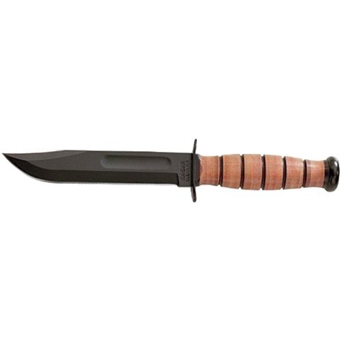 Ka-Bar 1250 Short USMC 5.25 In Clip Point Plain Black 1095 Cro-Van