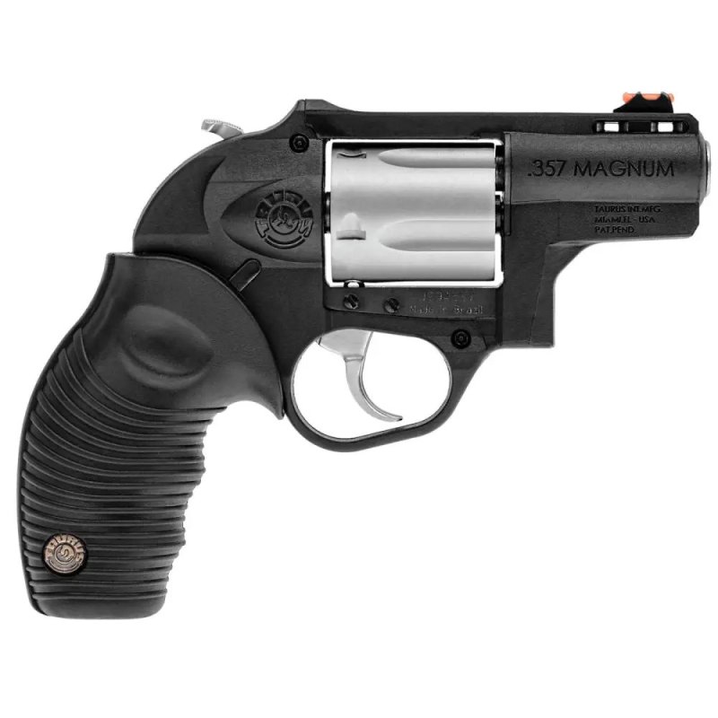 Taurus 2605029PLY Lightweight Revolver, Matte Stainless Steel, .357 MAG, 2-Inch Barrel, 5-Round Capacity, 19.75 oz, Red Fiber Optic Sight