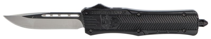 CobraTec MBCTK-1MDNS 3" Drop Point OTF Knife, D2 Steel, Black Handle