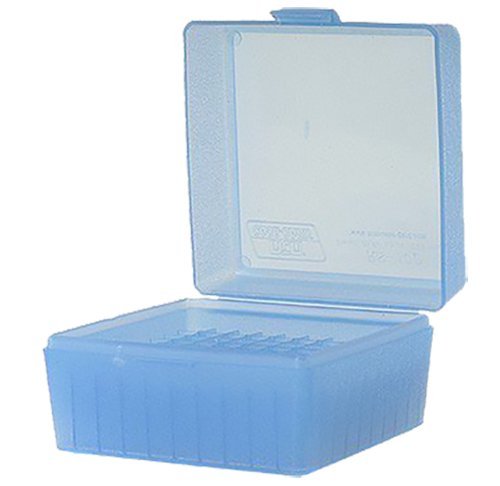 MTM Case-Gard R-100 Series Small Rifle Ammo Box - 100 Round - Clear Blue