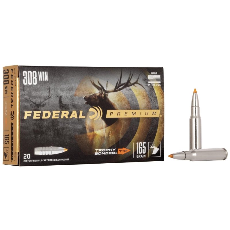 Federal Premium 308 Win 165 Gr Trophy Bonded Tip Ammo 20 Rd/Box (P308TT2)