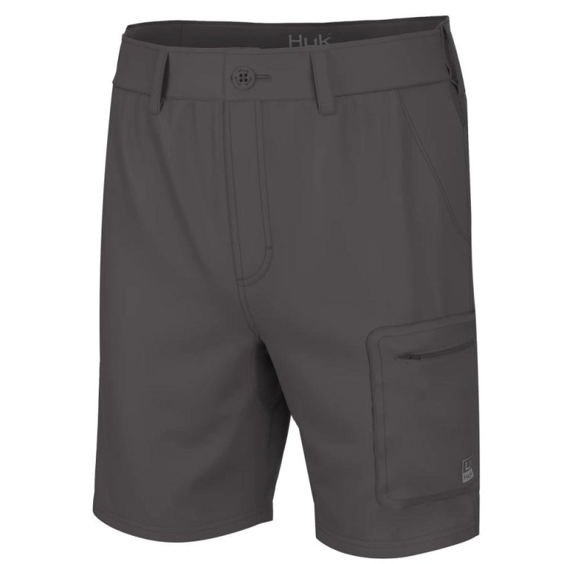 HUK H2000173-010 Men's Next Level 7" Fishing Shorts, Iron, XXL
