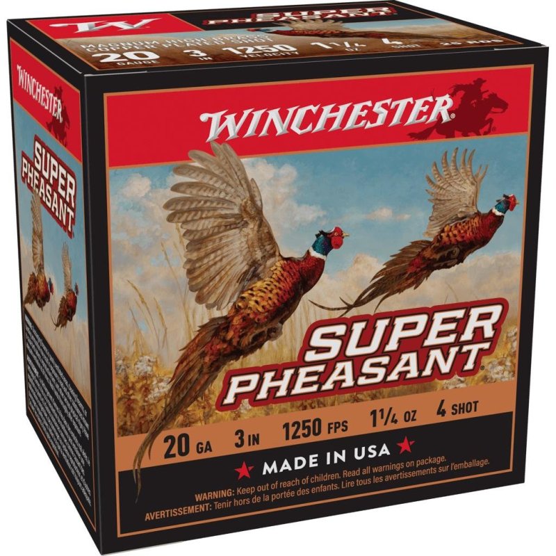 Winchester Ammo X203PH4 Super Pheasant Magnum High Brass 20 Gauge 3" 1 1/4 oz 1250 fps 4 Shot 25 Bx/10 Cs