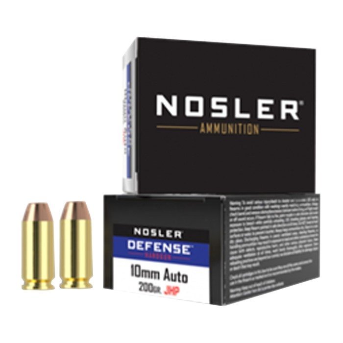 Nosler 39156 10mm 200gr JHP Defense Ammo 20 Rounds
