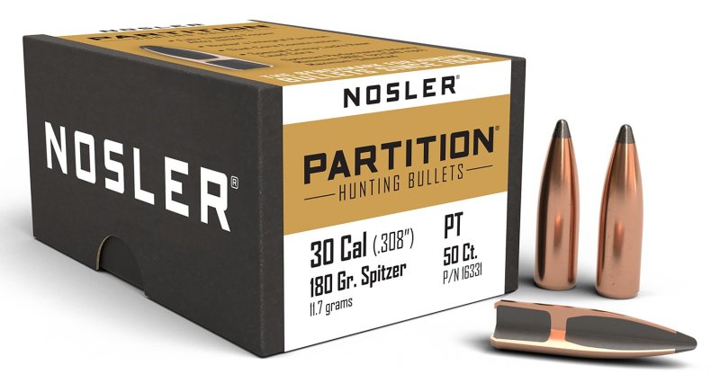 Nosler Partition 16331 30 Caliber .308 180 gr Spitzer 50 Per Box