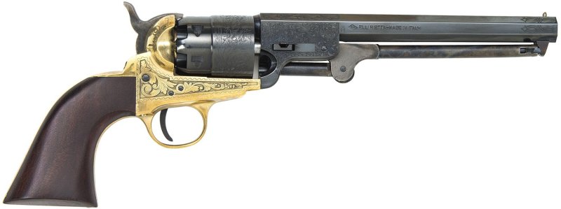Traditions 1851 Navy Revolver 44 Cal 7.375 in Blued Brass Frame Walnut Grip