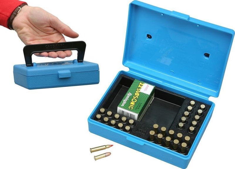 MTM Case-Gard SB22 22 Rimfire Ammo Box Blue 30 Rounds Snap-Lok Latch