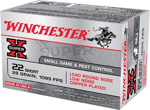 Winchester X22S 22 Short 29 gr Lead Round Nose 50 Rounds Brass Case