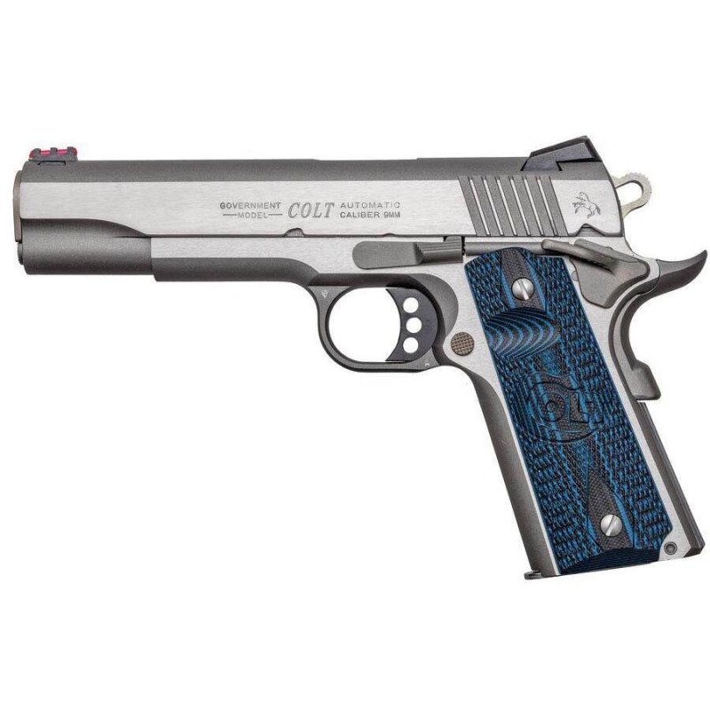 Colt O1072CCS Government 9mm 9rd 5" Stainless Fiber Sight Handgun