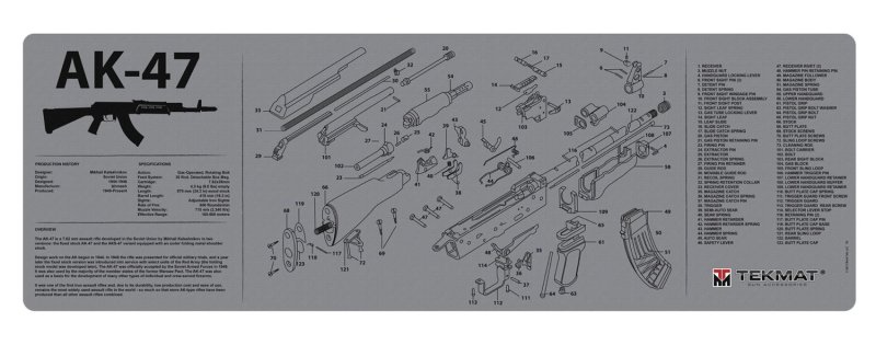 TekMat 36AK47GY AK-47 Cleaning Mat 12in x 36in Grey 1/8in Thick