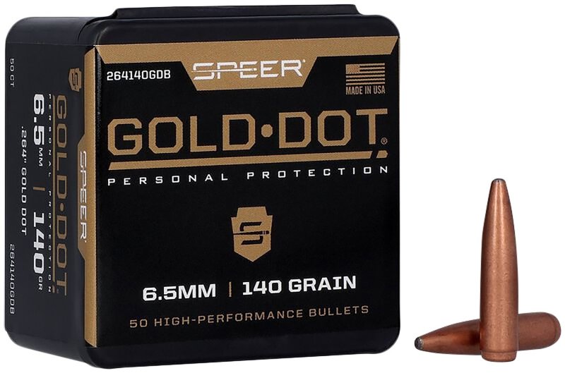 Speer 264140 Gold Dot 6.5mm .264 140GR Soft Point Bullets 50-Box