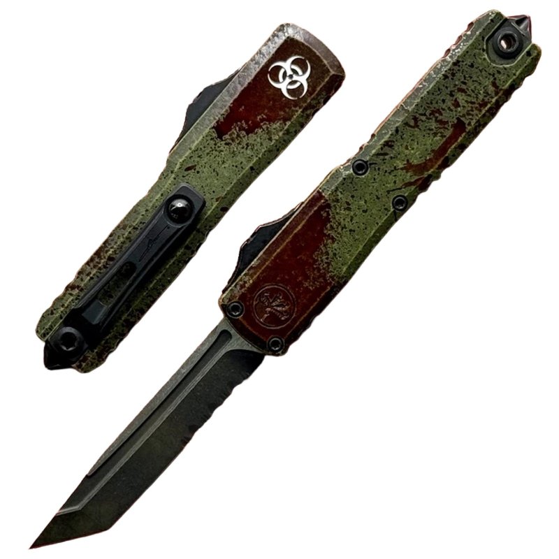 Microtech UTX-70 Gen IV 2.5 In Tanto Part Serrated Black Outbreak