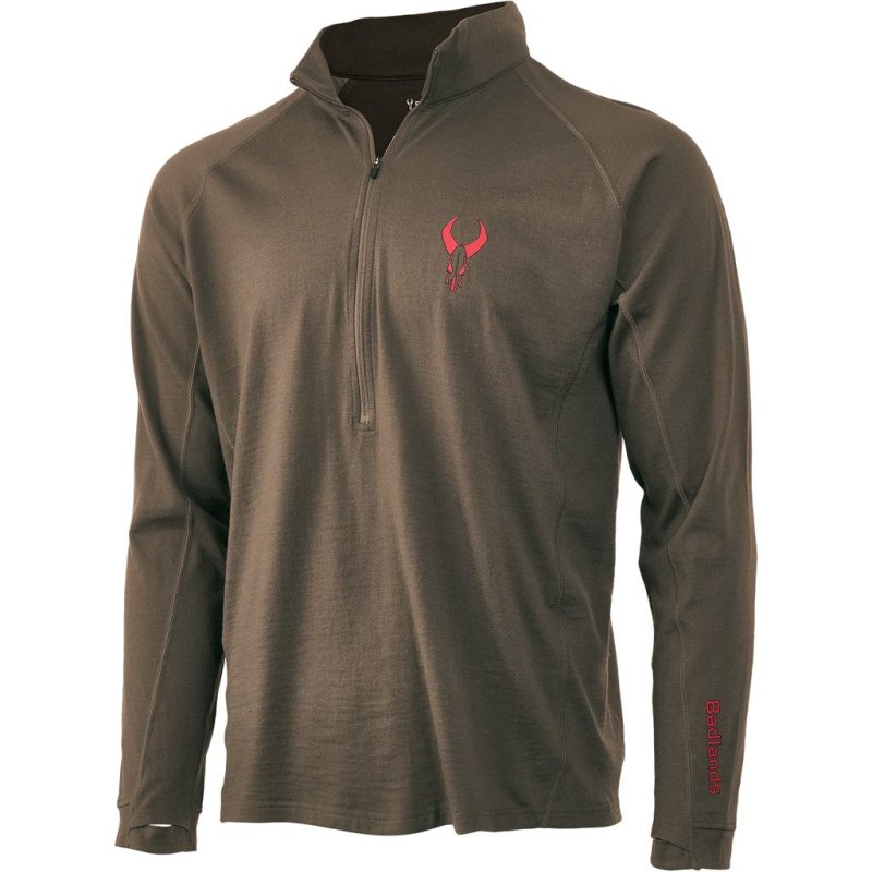 Badlands Pecora Merino 1/4 Zip Midweight Mud Small 200g Wool 21-42408