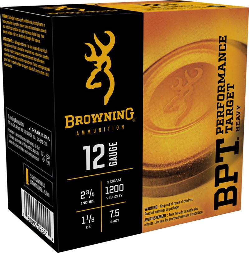 Browning B193621227 12GA 2.75in 1-1/8oz 1200FPS #7.5 Shot Ammo