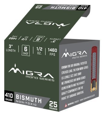 MIGRA M410B6 Bismuth Mono 410GA 3" #6 1/2oz 1460FPS 25 Rounds