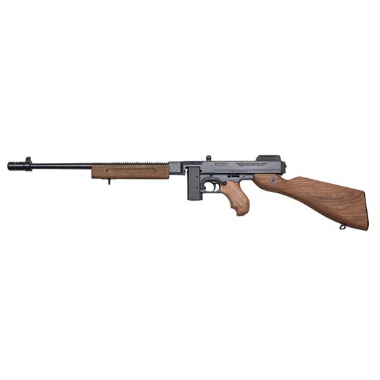 Thompson 1927A-1 Deluxe Semi-Auto, .45 ACP, 16.5-inch Finned Barrel, 13 lbs, 41-inch Length, Adjustable Sight, Blued Steel Finish, Walnut Stock, 10-Round Magazine, 1-Year Warranty by Auto Ordnance