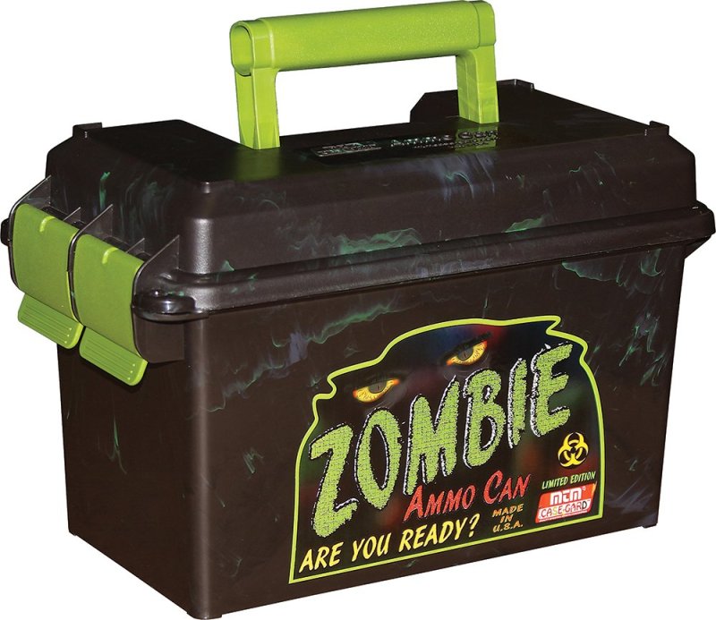 MTM Case-Gard AC50Z Ammo Can 50 Cal Polypropylene Black Zombie Green