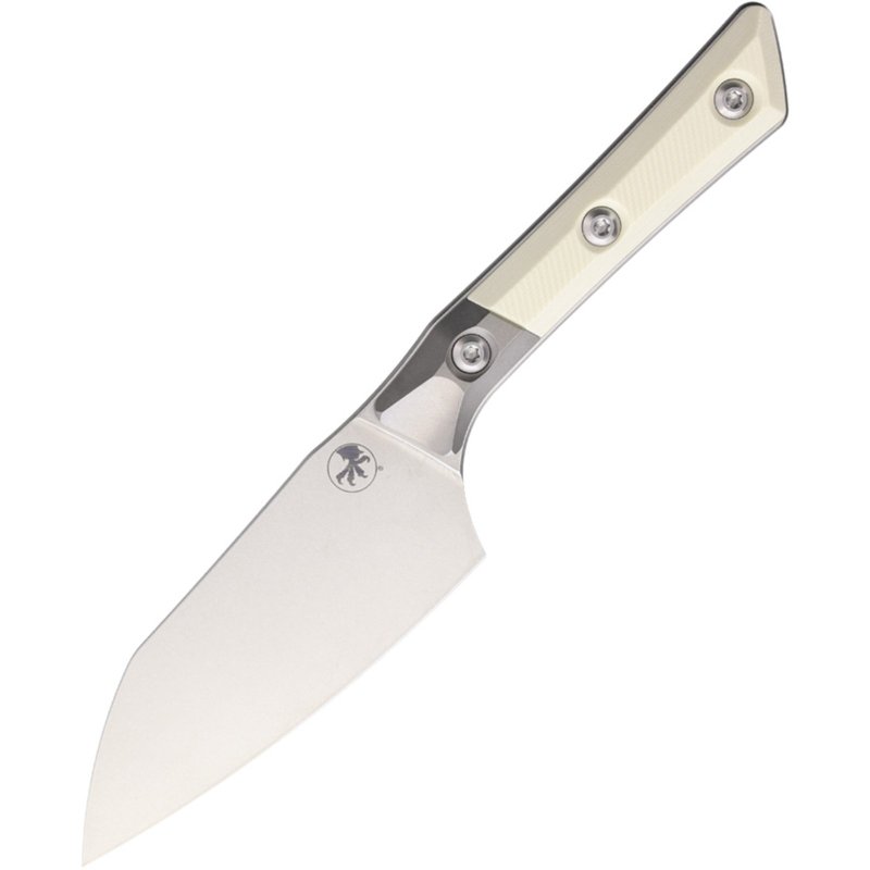 MICROTECH 3300B-10IV Santoku Knife 4.2 In SE Stonewash Ivory G-10