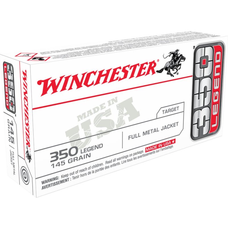 Winchester Ammo USA3501 USA 350 Legend 145 gr 2350 fps Full Metal Jacket 20 Bx/10 Cs