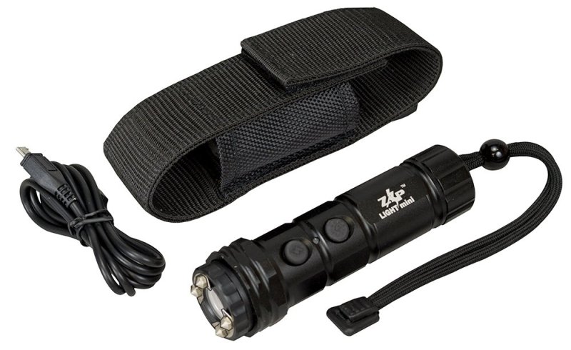 Zap ZAPLM Mini Stun Gun 800,000V Black with LED Light & USB Charger