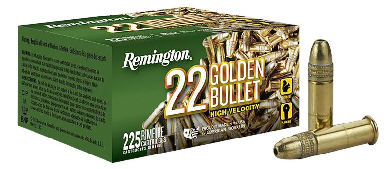 Remington Golden Bullet 22 LR, 36 Grain HP, 225 Rounds - High Velocity, Brass Cased Rimfire Ammo