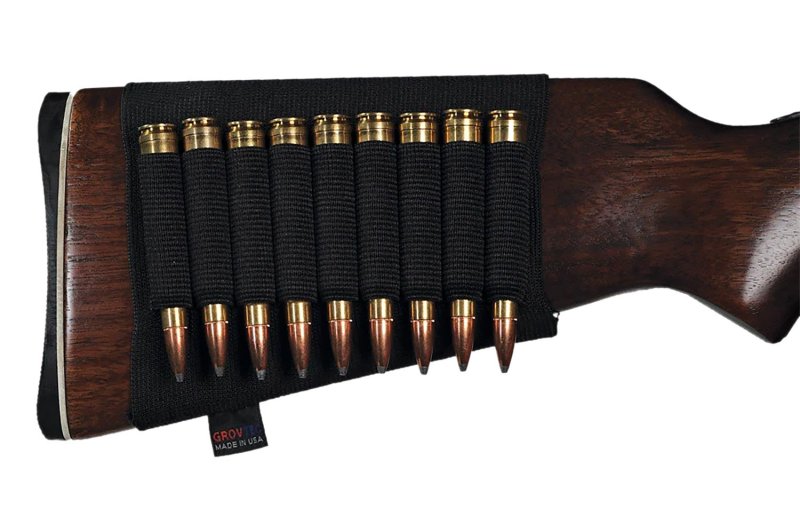 GrovTec 9 Shell Rifle Buttstock Ammo Holder Black