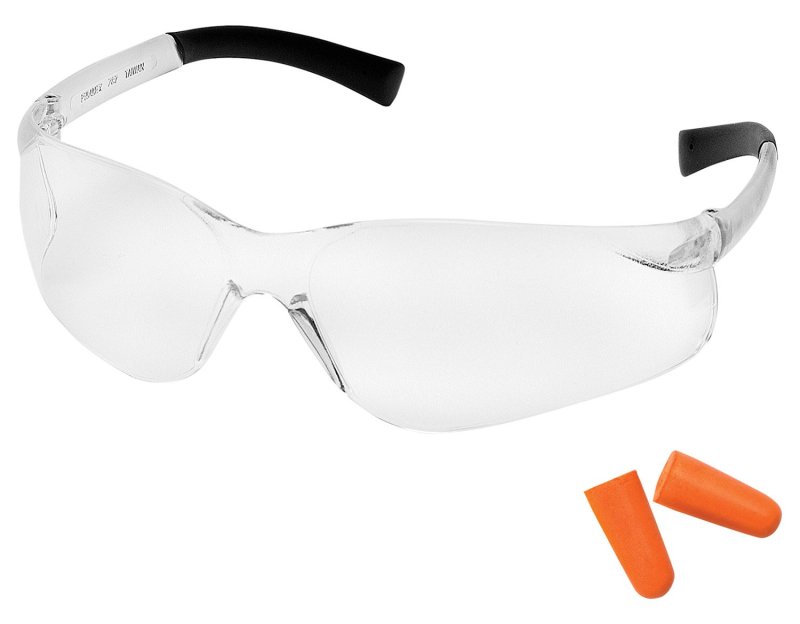 PYRA Mini Ztek Clear Safety Glasses with DP1000 32dB Earplugs