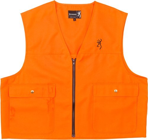 Browning Junior Safety Vest Blaze Orange Medium Polyester Oxford Zip Front