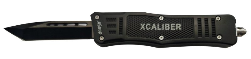 Xcaliber 45A OTF Tanto Knife 3.25in Blade Plain Black Steel Handle