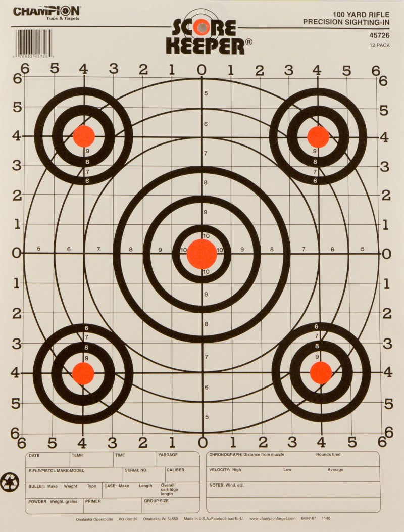 Champion Targets 45726 Paper Target 100 Yards Orange Bull 12 Pack