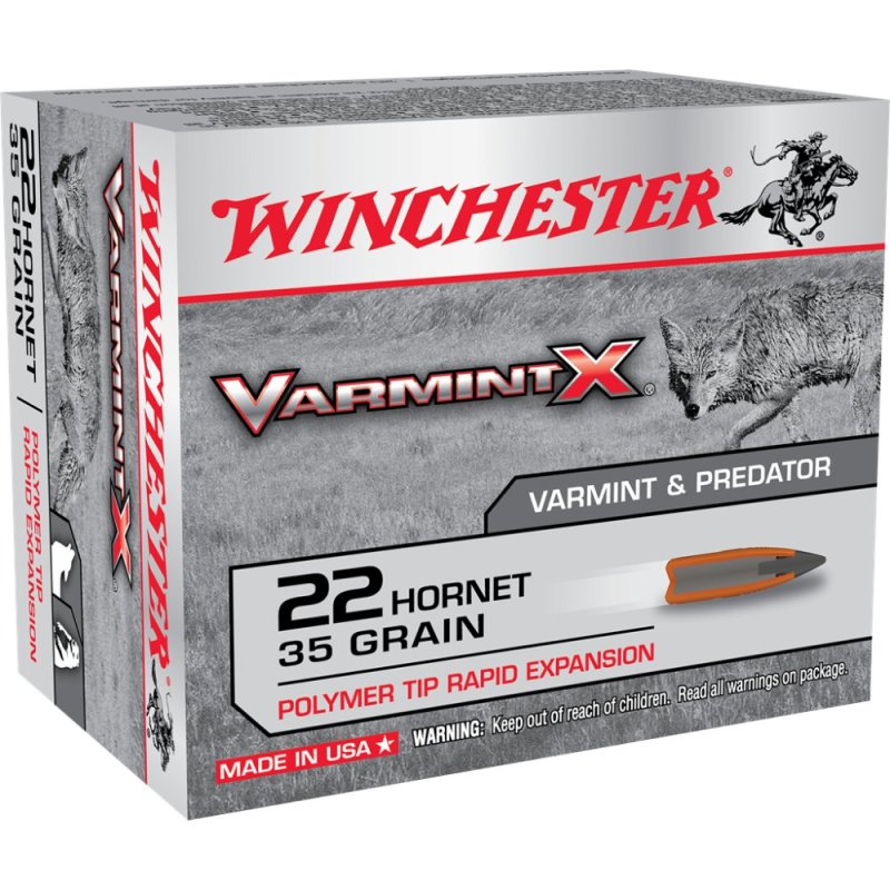 Winchester Ammo X22P Varmint X 22 Hornet 35 gr Polymer Tip Rapid Expansion 20 Bx/10 Cs