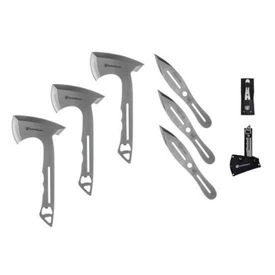 S/Wesson Bullseye 6-Piece Throwing Combo: Stainless Steel Axes (10") & Knives (8") with Bottle Opener