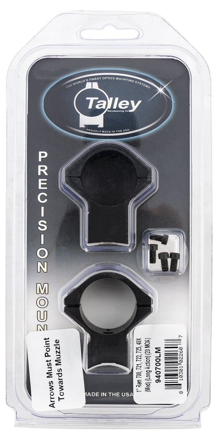 Talley 940700LM 1in Tube Medium 20MOA Scope Mount Rings Black