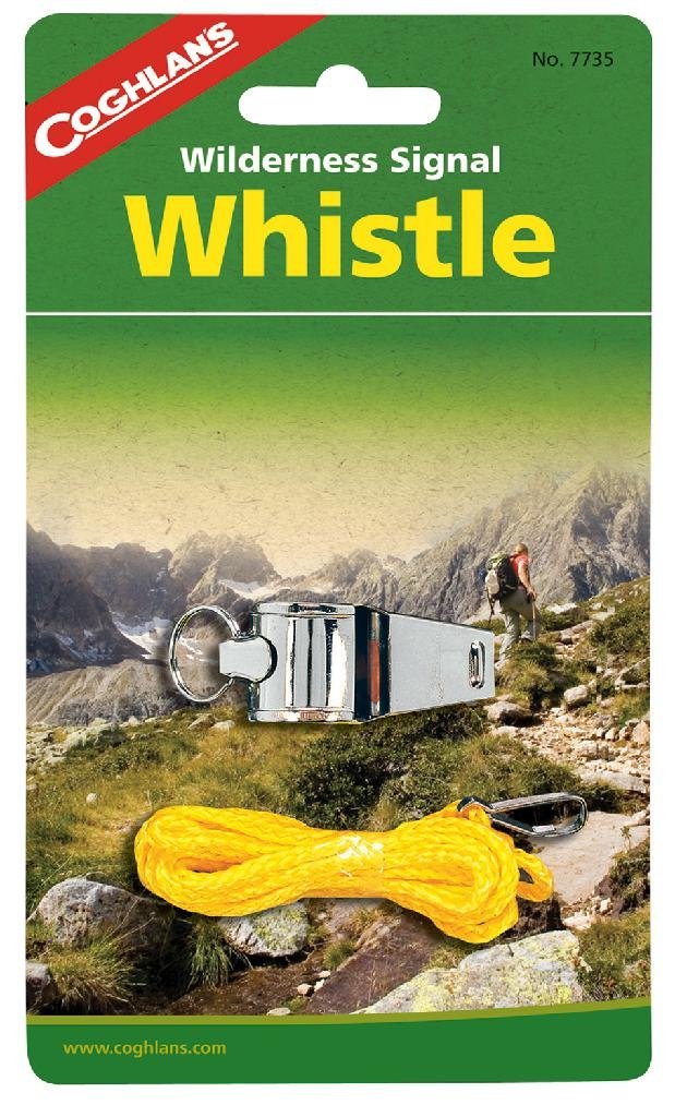 Coghlan's 7735 Wilderness Signal Whistle Nickel Plated Brass with Lanyard