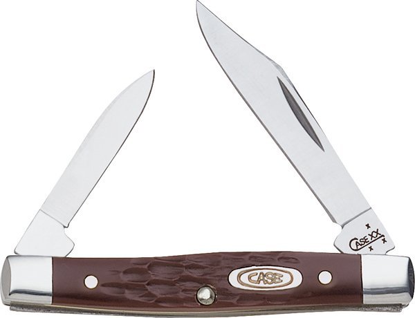 Case Small Pen Knife 2-Blade Jigged Brown Synthetic Handle