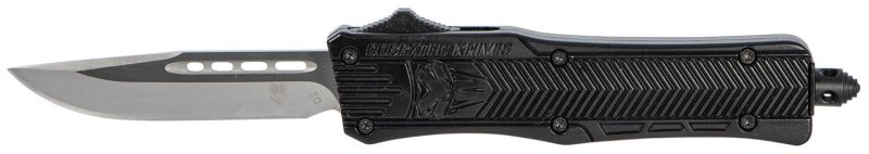 CobraTec SBCTK-1SDNS 2.75" Drop Point OTF Knife, D2 Steel, Black Handle